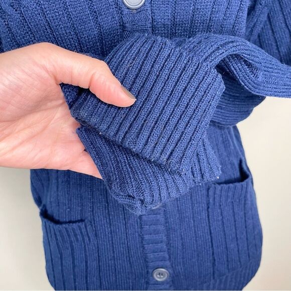Vintage Collectables Cardigan Sweater Ribbed Knit Blue Vtg Size Large - Picture 4 of 7